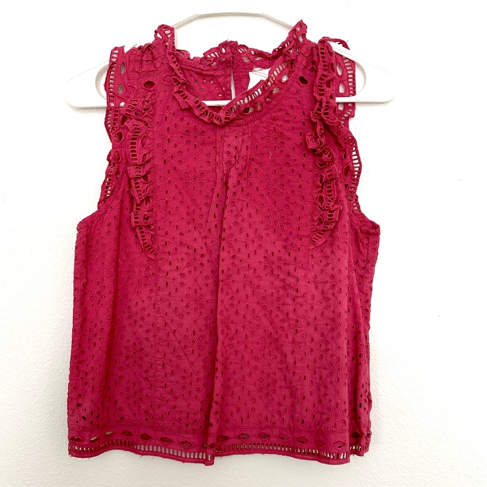 NWT Anthropologie eyelet top in Raspberry color size 0